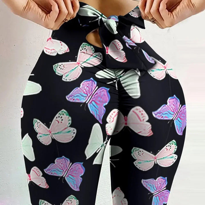 Women's High Waist Butterfly Print Yoga Leggings for Fitness