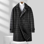 Men's Plaid Wool Coat Black