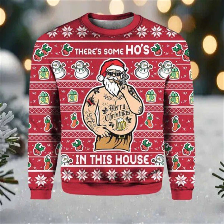 Sjov julesweater med julemandsmotiv til mænd - afslappet pullover