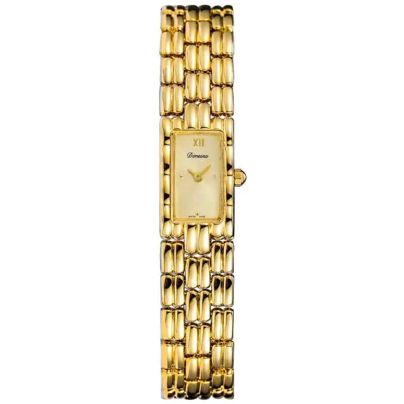 Rectangular Roman Numeral Dial Link Wrist Watch