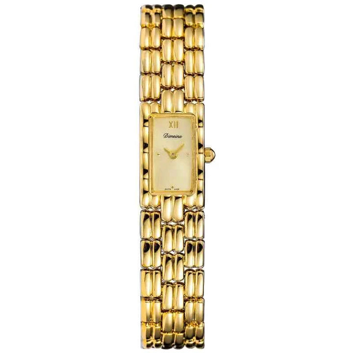 Rectangular Roman Numeral Dial Link Wrist Watch