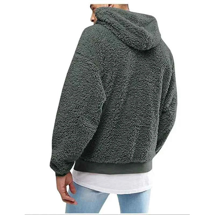 Men's Solid Plush Y2K Streetwear Hoodie Green