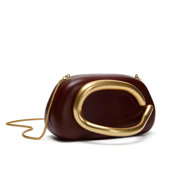 Elegant Gold Clutch Bag for Special Occasions Burgundy M
