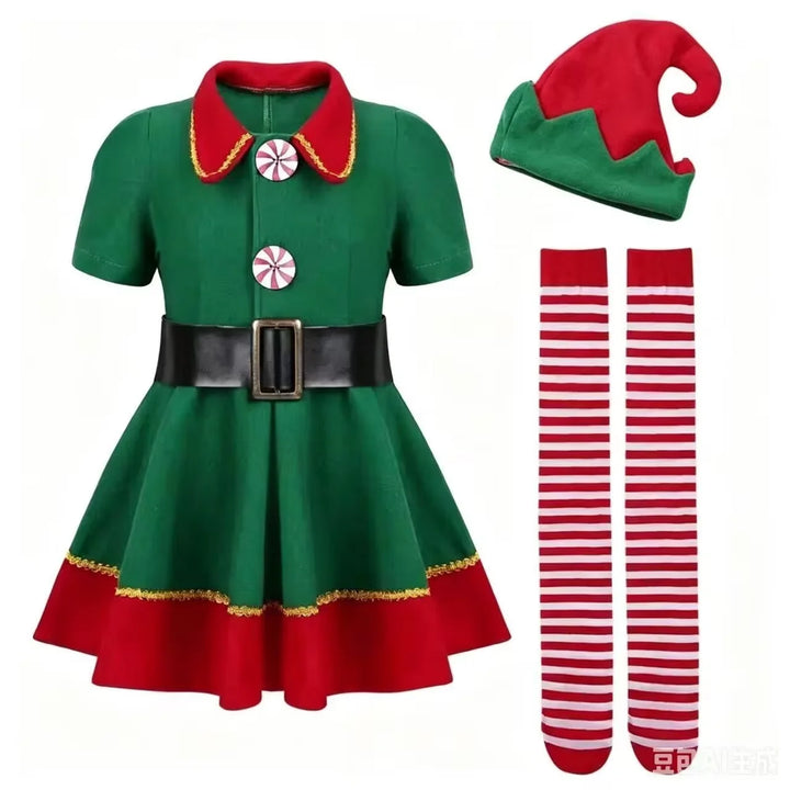 Halloween's Red Santa Claus Costume for Girls - Dress and Hat Set women