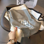 Women's Striped Silk Scarf - Elegant Fashion Accessory