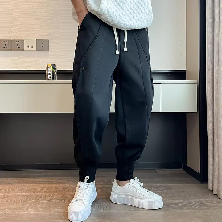 Men's Casual Wide Leg Jogger Pants – Korean Style Sweatpants Black