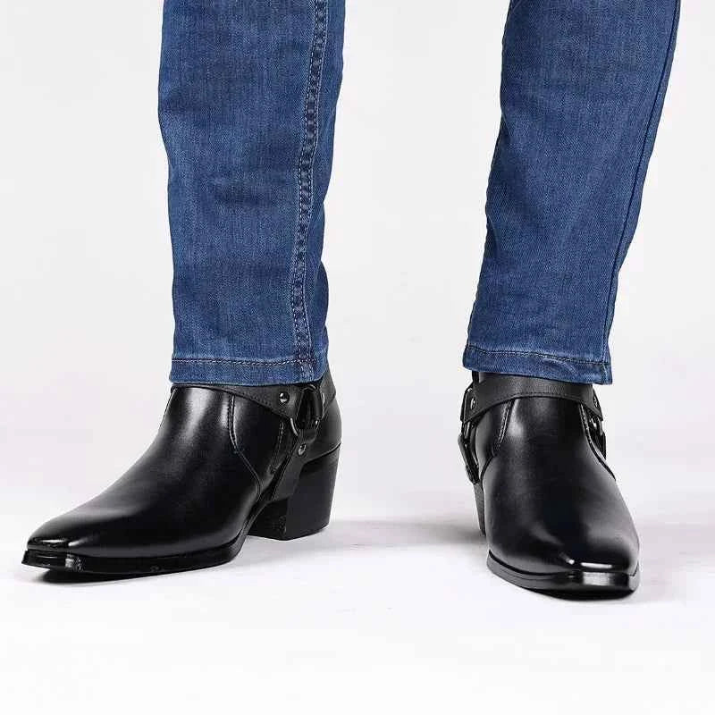Men's Chelsea Winter Cowboy Boots | Buckle Design Black