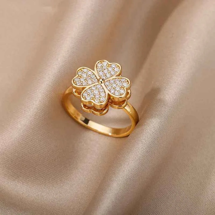 Adjustable Lucky Clover Ring