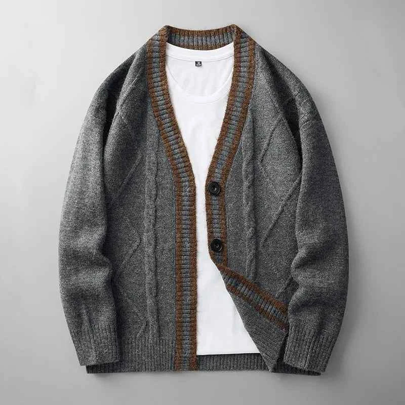 Men's Knit Cardigan - Stylish and Cozy Layering Piece Gray