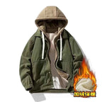 Men's Oversized Corduroy Hoodie Jacket – Textured Winter Streetwear Green winter Plush