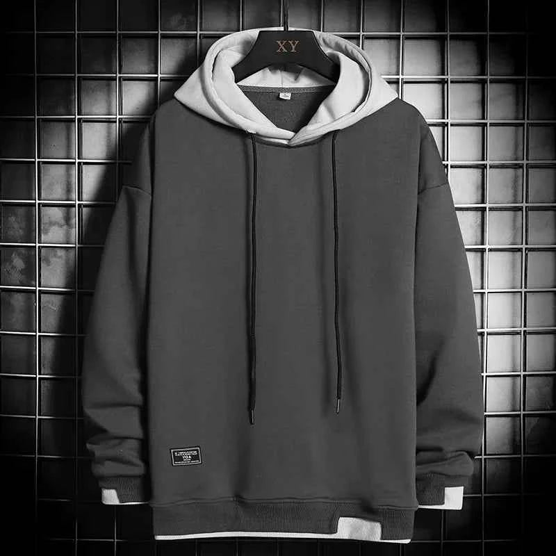 Men's Oversized Harajuku Hoodie – Bold Streetwear Pullover Grey