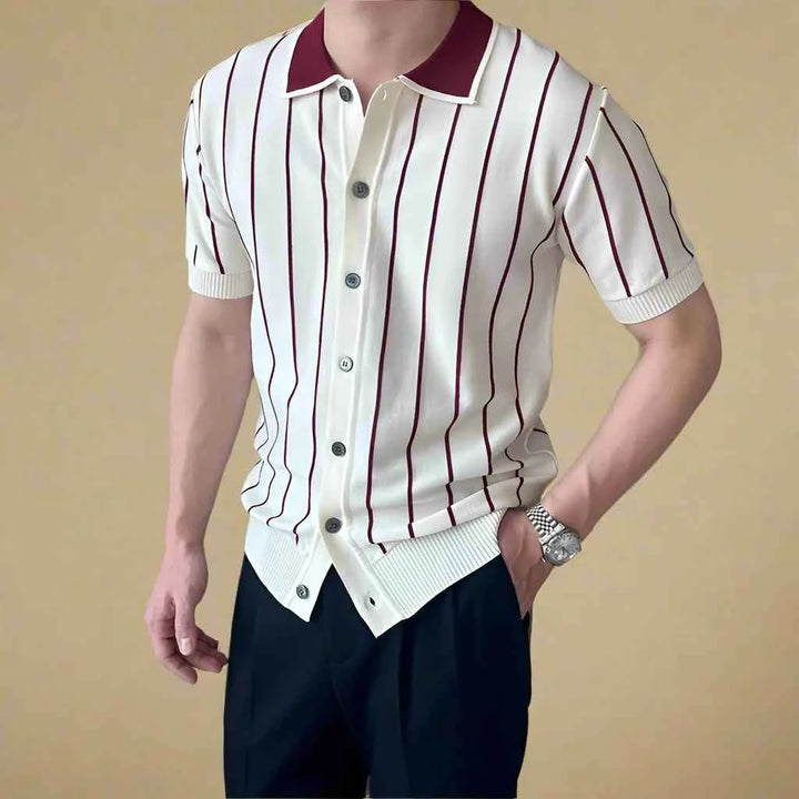 Men's Striped Knit Polo Shirt