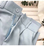 Women's High-Waist Pleated Trousers Blue