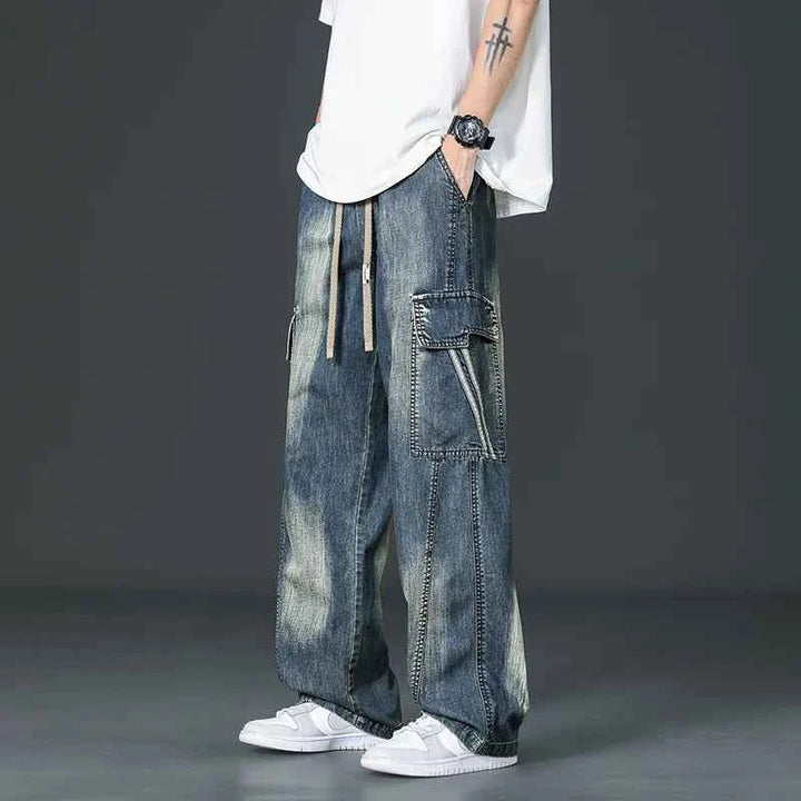 Men's Denim Cargo Pants Blue