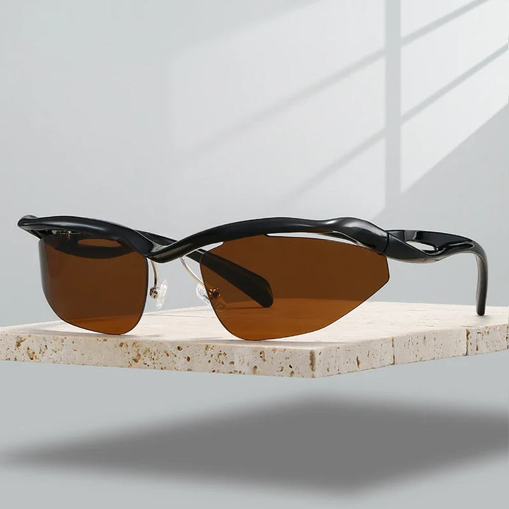 Stylish Curved Sunglasses for Ultimate Sun Protection Amber Brown