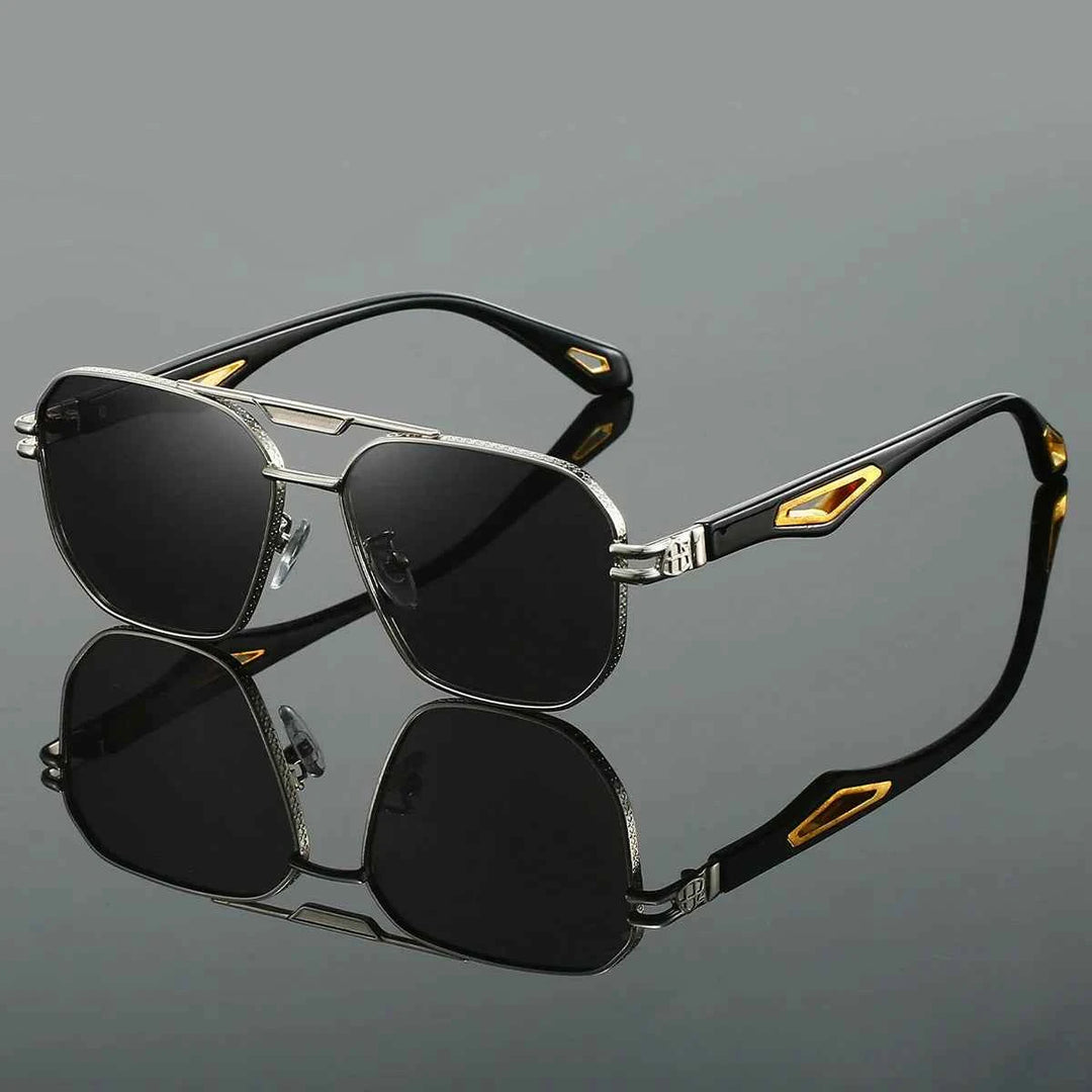 Stylish Signature Aviator Sunglasses Silver & Black