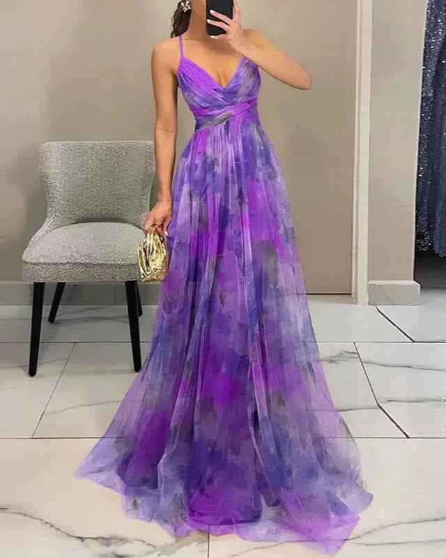 Madeline | Floral Maxi Dress for Effortless Elegance Violet