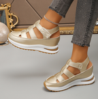 Women's Closed-Toe Sneaker Sandals Gold