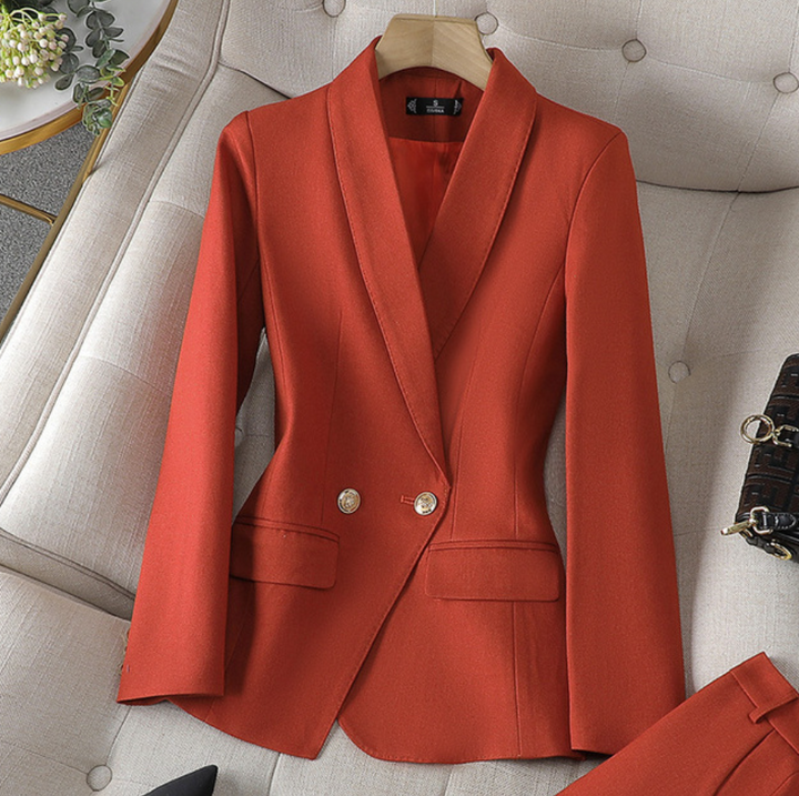 Sophia | Women's Tailored Blazer and Elegant Trouser Set Orange Blazer