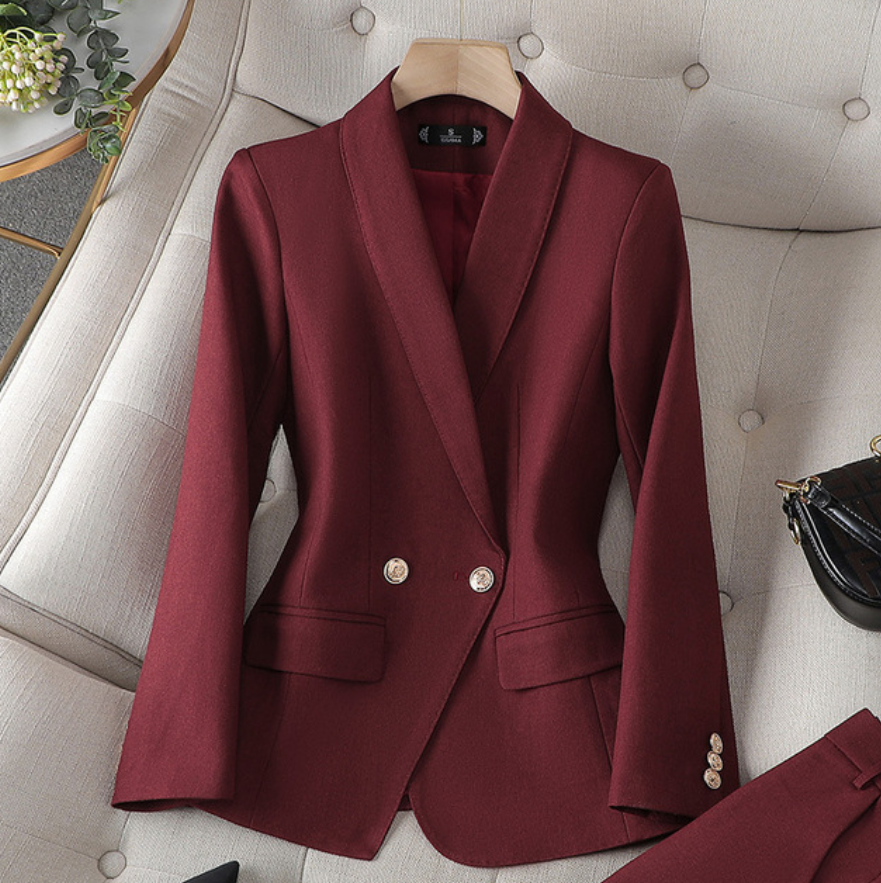 Sophia | Women's Tailored Blazer and Elegant Trouser Set Bordeaux Blazer