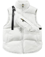 Men's Quilted Corduroy Bodywarmer - High Collar, Zip Closure, Adjustable Fit White