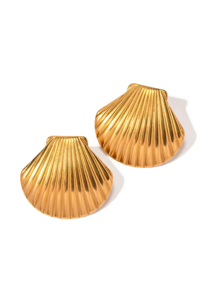 Etna | Women's Gold Shell Earrings – Hypoallergenic & Waterproof