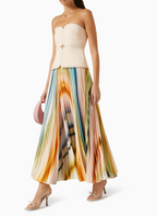 Women's Elegant Strapless Corset Dress - Pleated Maxi Skirt