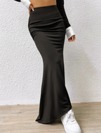 Women's High Waist Maxi Skirt - Tailored Fit & Stretchy Flare L