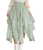 Women's Ruffled Green Midi Skirt