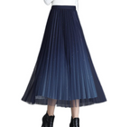 Women's Pleated Midi Skirt - Semi-Transparent Layered Elegance L