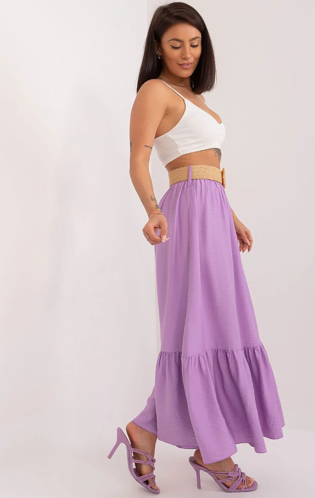 Women's Lilac Ruffle Maxi Skirt