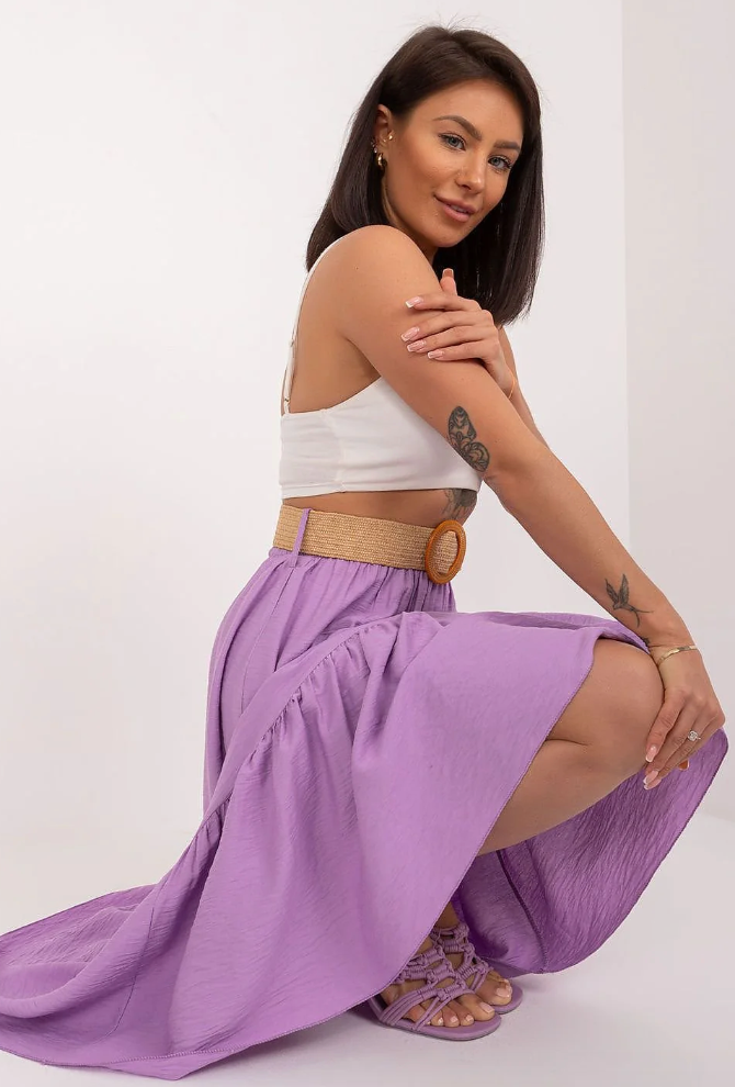Women's Lilac Ruffle Maxi Skirt