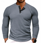 Men's Long Sleeve Henley Shirt Dark Grey