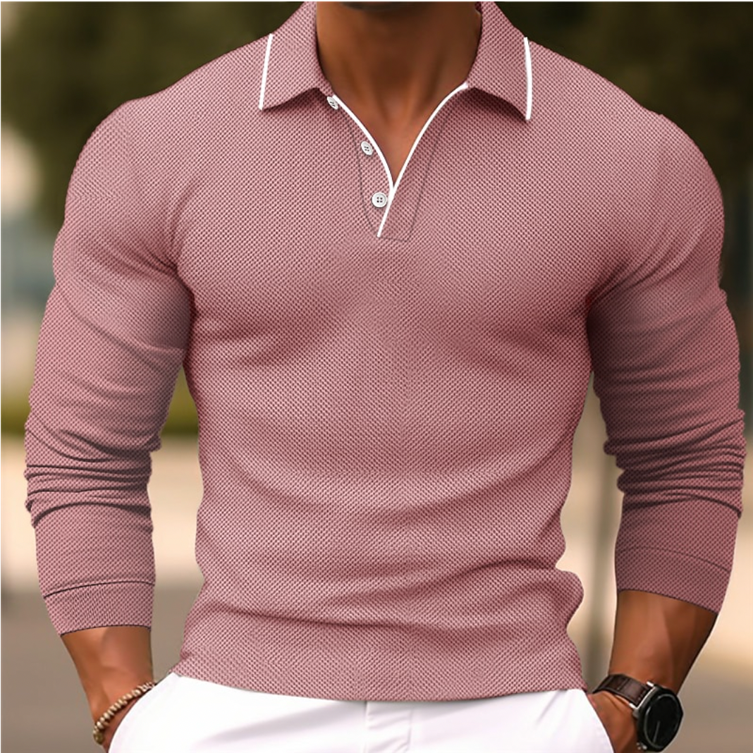 Men's Long Sleeve Polo Shirt Dark Blue