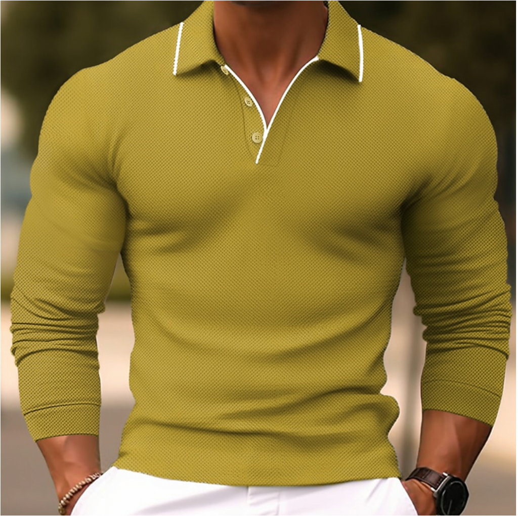 Men's Long Sleeve Polo Shirt Blue