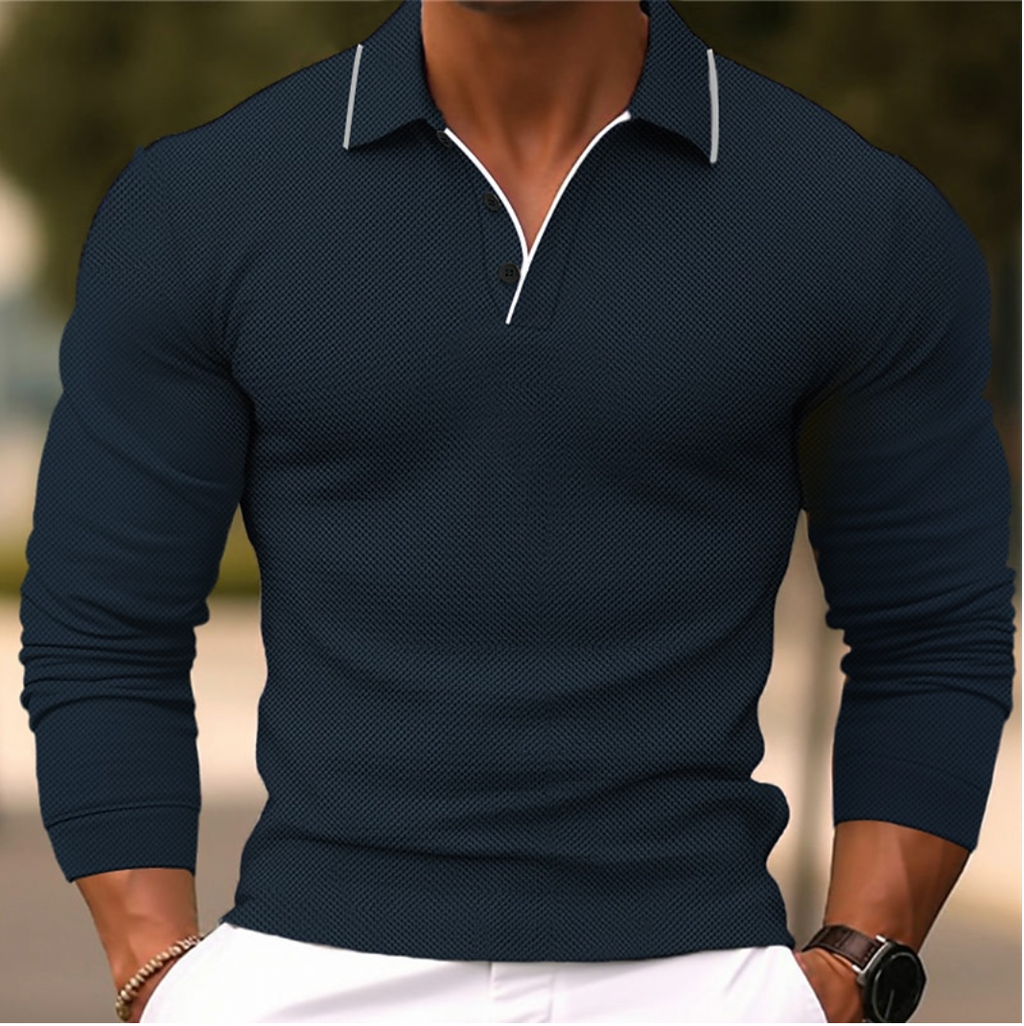 Men's Long Sleeve Polo Shirt Olive Green