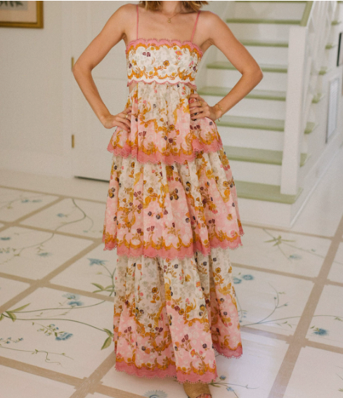 Aislin | Women's Embroidered Ruffle Long Summer Dress