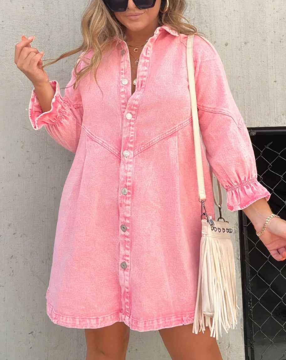 Lydia | Stylish Denim Dress for Women Pink