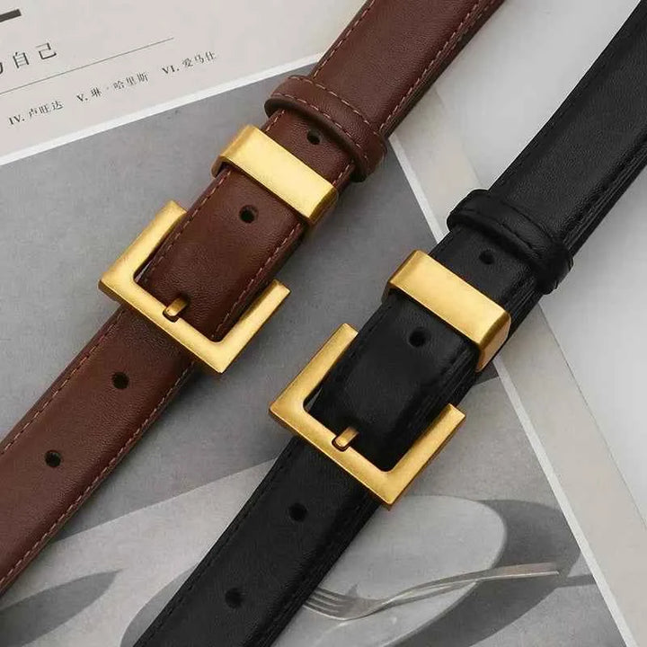 Adjustable Fit Square Buckle Slim Strap Belt