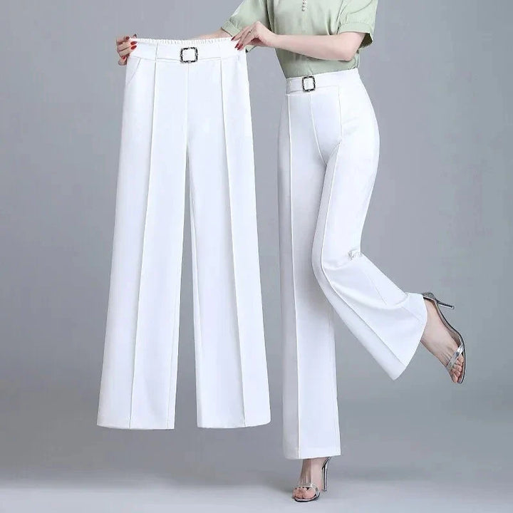 Women's Pleated Wide-Leg Pants White