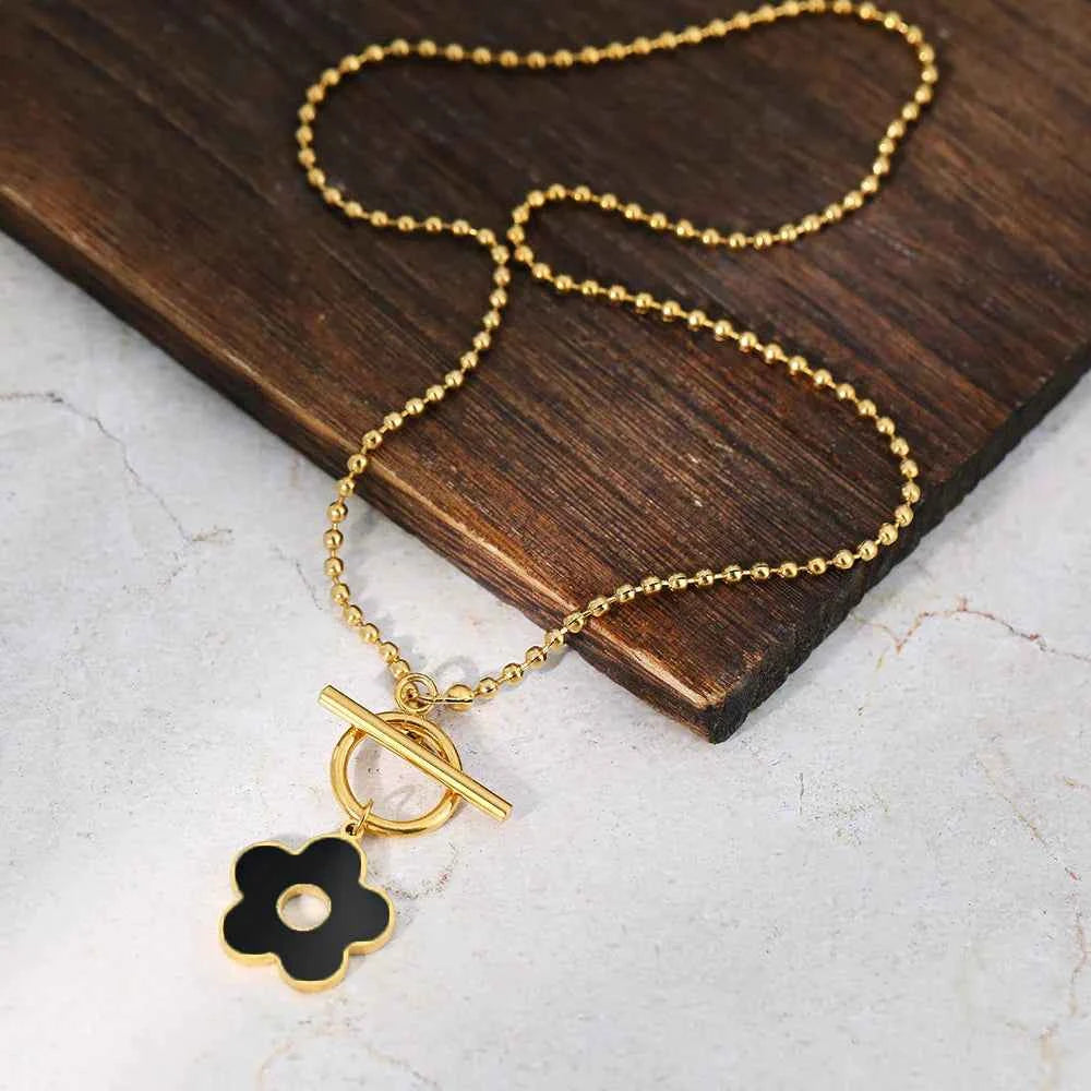 Floral-Inspired Lock Pendant Necklace