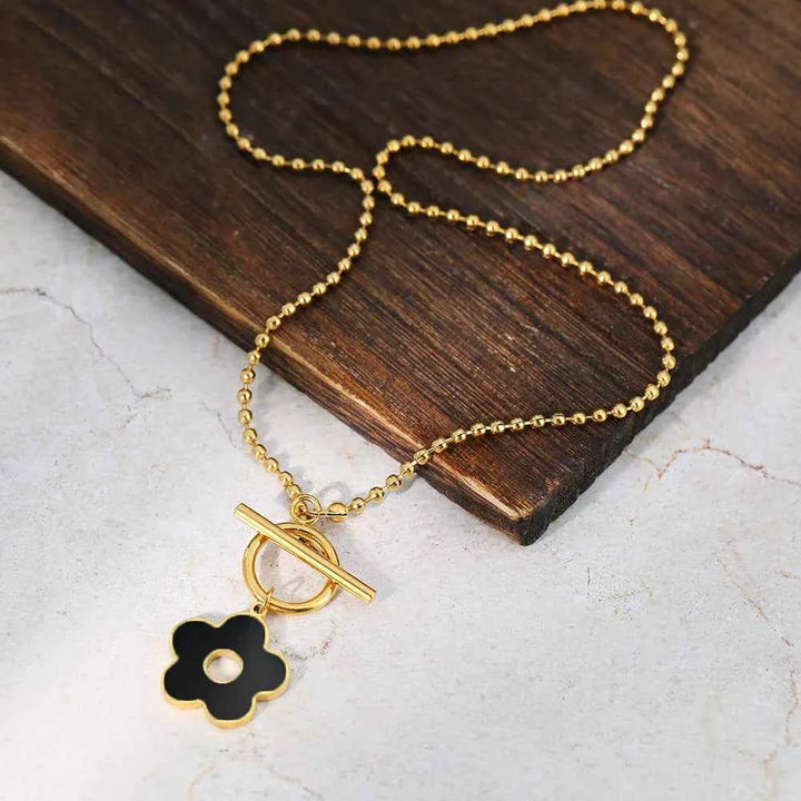 Floral-Inspired Lock Pendant Necklace