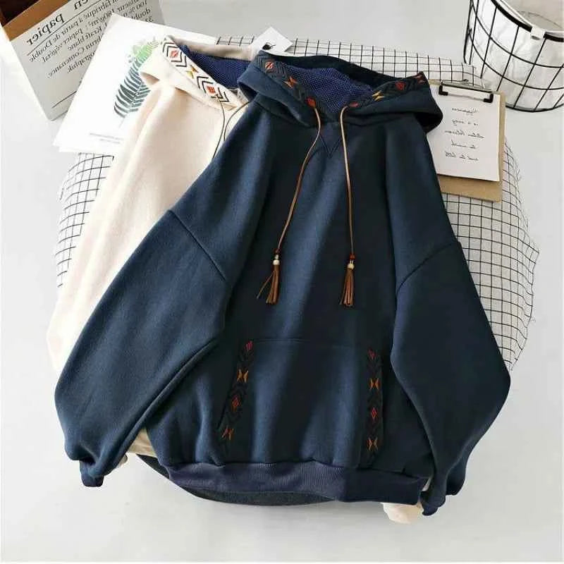 Fleece-Lined Oversized Cotton Hoodie – Cozy Lazy-Style Trendy