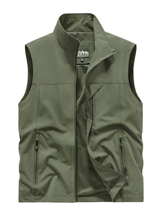 Men's Polyester Sleeveless Stand Collar Waterproof Vest