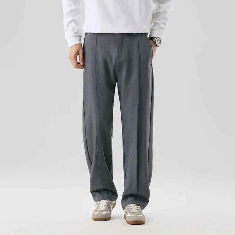 Men's Straight Leg Pleated Pants Gray