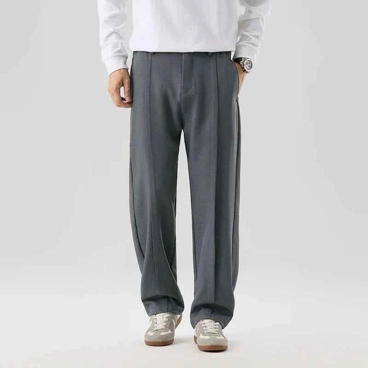 Men's Straight Leg Pleated Pants Gray