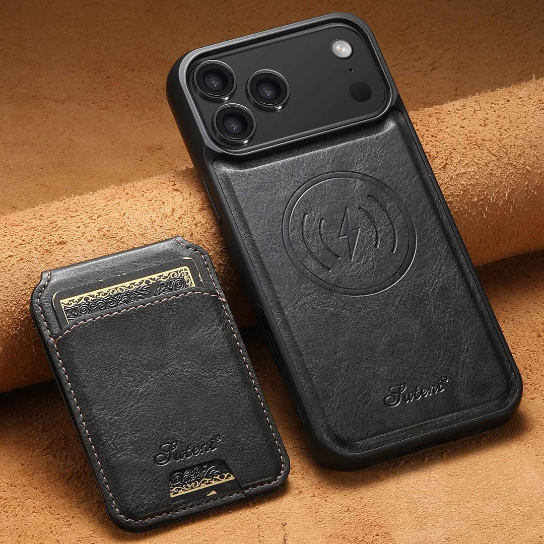 Premium Leather iPhone Case Black