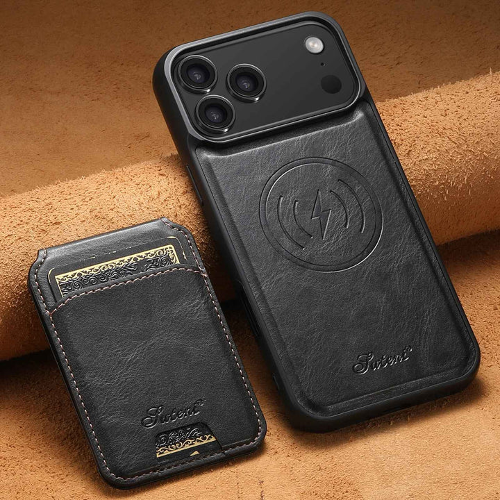 Premium Leather iPhone Case Black
