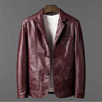 Men's Romano Leather Blazer Wine Red