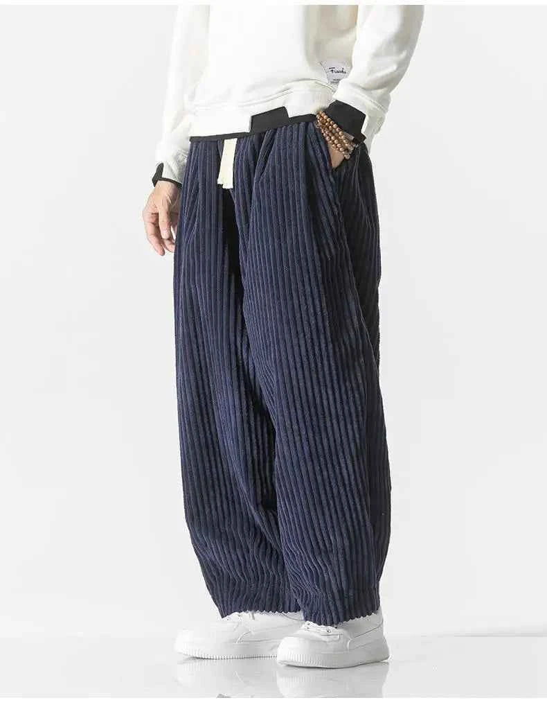 Men's Relaxed Fit Ribbed Knit Joggers with Elastic Waistband Navy blue